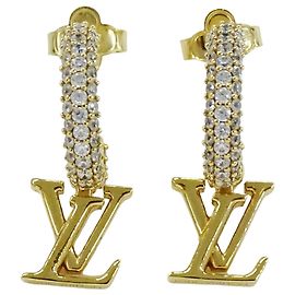 Orecchini a mezzo cerchio Louis Vuitton dorati con strass D'oro