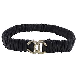 Cinto de pele de cordeiro e metal para mulher Chanel Preto