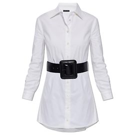 Vestido Balenciaga blanco de algodón de cuello alto con cinturón Blanco