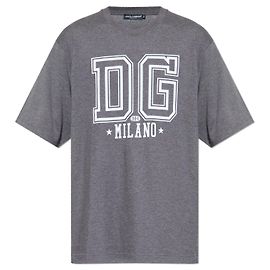 Dolce & Gabbana T-Shirt mit Logo und Samt-Finish Grau