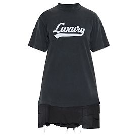 Balenciaga Logo Kleid aus Baumwolle Schwarz Schwarz