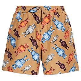 Pantaloncini stampati MCM in cotone e seta marroni Marrone