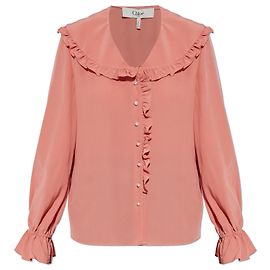 Chloé Seidenbluse mit Rüschen Pink