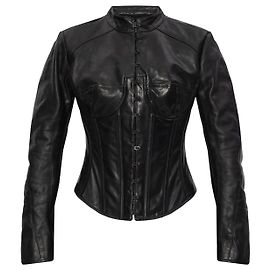 Balenciaga Giacca in pelle con collo rialzato Nero