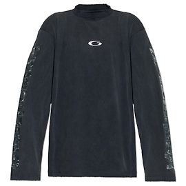 Camiseta de manga larga Balenciaga gris de algodón Gris