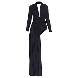 Balenciaga Schwarzes langärmeliges asymmetrisches Kleid Schwarz