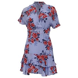 Autre Marque Parker Mini-Kleid mit Blumenprint aus blauer Seide Blau