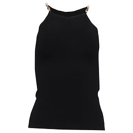 Top de Alças com Missangas Maje em Viscose Preta Preto