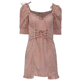 Autre Marque Vestido Mini às Riscas Selma For Love and Lemons em Algodão Laranja Laranja