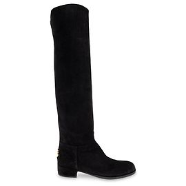 Botas de cano alto em couro preto Dolce & Gabbana Preto