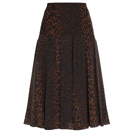 Falda midi de seda Balenciaga estampado animal marrón Castaño