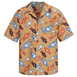 Camicia stampata MCM beige in cotone Marrone Beige