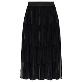 Dolce & Gabbana Gonna di seta con frange in pelle Nero
