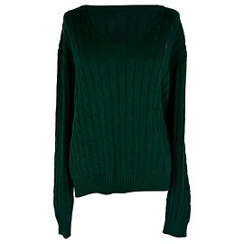 Sweatshirt Ralph Lauren Polo em malha com tranças e decote em V em algodão verde Verde