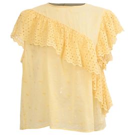 Blusa Isabel Marant Etoile Sorani de algodón amarillo con bordado inglés Amarillo