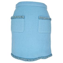 Chanel Tweed Mini Skirt in Light Blue Wool Blue Light blue