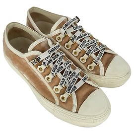Christian Dior Walk'n'Dior Low-Top Sneaker in braunem Samt Andere Python drucken