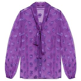 Dolce & Gabbana Monogram Hemd Violett aus Viskose Lila