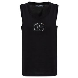 Dolce & Gabbana Logo Top Black Cotton Black