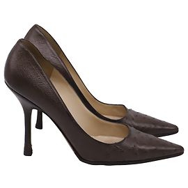Décolleté a punta Jimmy Choo in pelle di struzzo marrone Marrone Rosso