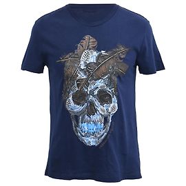Camiseta con estampado de calavera Alexander Mcqueen en algodón azul marino Azul Azul marino