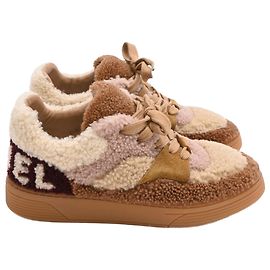 Chanel Shearling High Top Sneaker in Brown Lambskin Brown