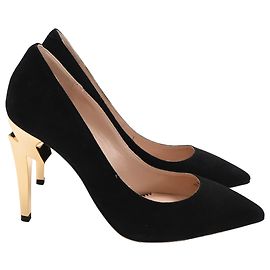 Giuseppe Zanotti Bolt G Pointed Toe Pumps in Black Suede  Black