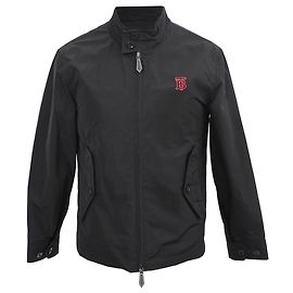 Burberry Jacke mit Reißverschluss und gesticktem Logo aus schwarzem Polyester Schwarz