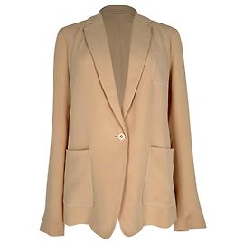Joseph Single-Breasted Blazer with Pockets in Beige Silk Beige