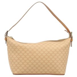 Céline Celine Vintage Zip Hobo Macadam Canvas Small Beige