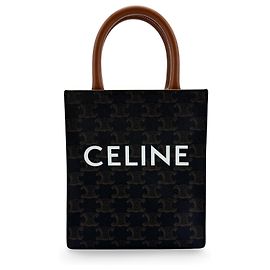 Céline Celine Vertical Cabas Triomphe Coated Canvas Small Nero