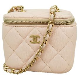 Borsa Vanity Chanel in pelle di vitello grana rosa Rosa