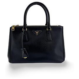 Prada Galleria Double Zip Saffiano Leather Mini Black