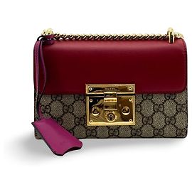 Clutch Gucci Padlock GG Canvas e Couro Large Bege