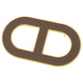 Hermès Broche Hermes Chaine d'Ancre Dorado Gris