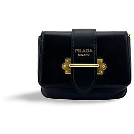 Prada Cahier in vitello peloso e pelle Large Nero