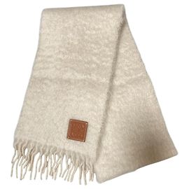 Loewe Anagram Patch Mohair Scarf in Off-White Eggshell