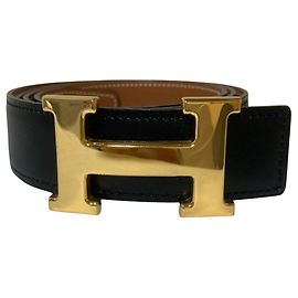 Hermès HERMES Constance Leather Reversible Belt Brown Black
