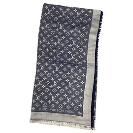 Sciarpa Louis Vuitton Monogram Denim Blu navy Monogramma