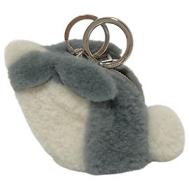Portamonete Loewe Shearling Bunny Charm Marrone Bianco