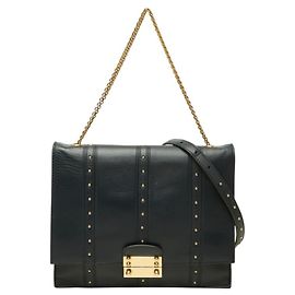 Bolsa de aba Valentino Rockstud em couro preto Preto