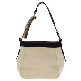 Bolsa de Ombro Yves Saint Laurent Rive Gauche Mombasa Marrom Branco Cru