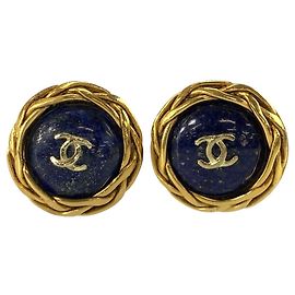 Chanel Coco Mark Clip-Ohrringe Blau Golden