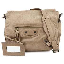Balenciaga Classic Studs Folk Messenger Leather Brown