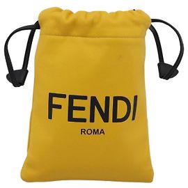 Fendi Logo Drawstring Leather Jaune