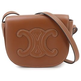 Céline Bolso Celine Folco Cuir Triomphe Castaño