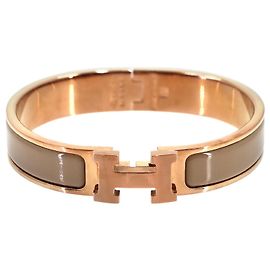 Hermès Bracciale Hermes Clic H PM in Marron Glacé e Oro Rosa Marrone D'oro