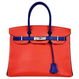 Hermès Borsa Hermes Birkin 30 Bicolor Blu Altro