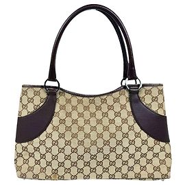 Bolsa de mão Gucci marrom em GG Canvas e couro Marrom