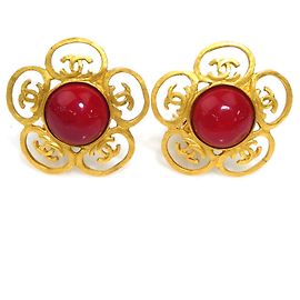 Orecchini a clip Chanel Oro e Rosso Rosso D'oro
